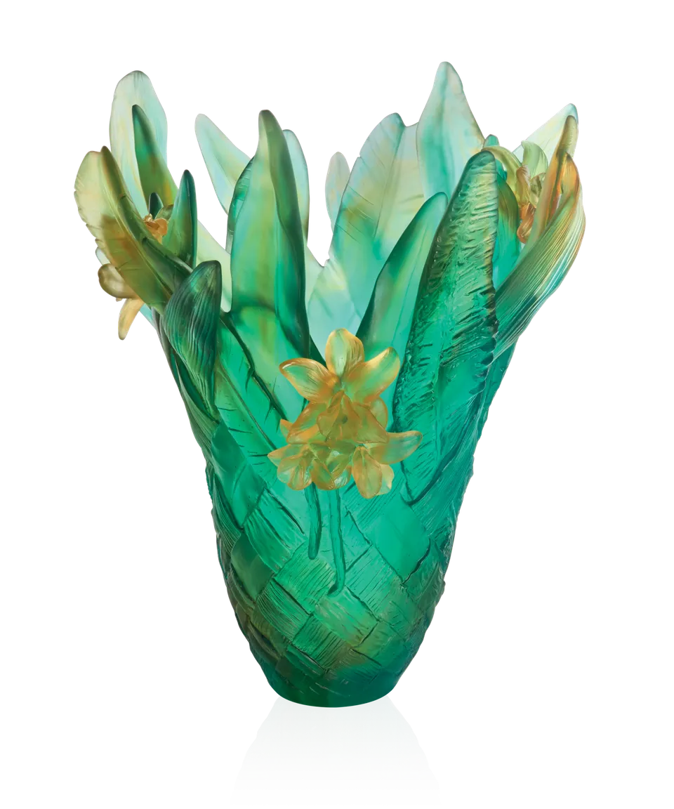 daum-tressage-vase-magnum-cristal-jaune-vert image 1