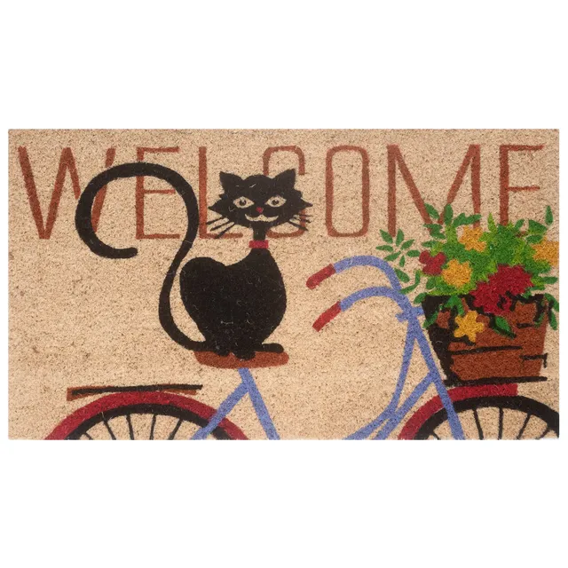 baroni-home-paillasson-coco-70x40-cm-chat-v-lo-welcome image 1