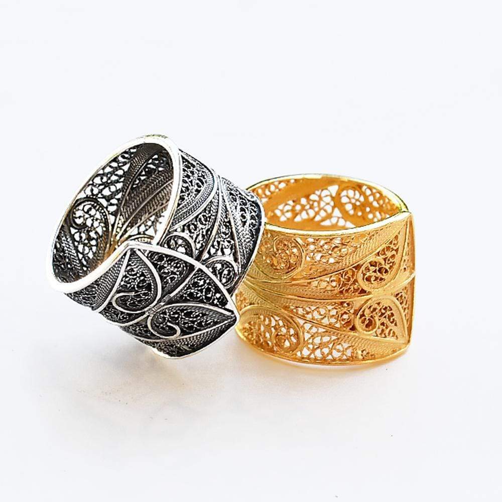 luisa-paix-o-bague-large-filigrane-argent-925-finition-or image 2
