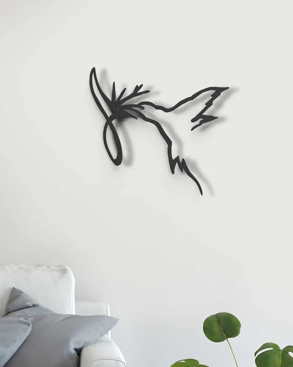 je-suis-art-animaux-colibri-fleur-one-line-tableau-m-tal-minimaliste image 1