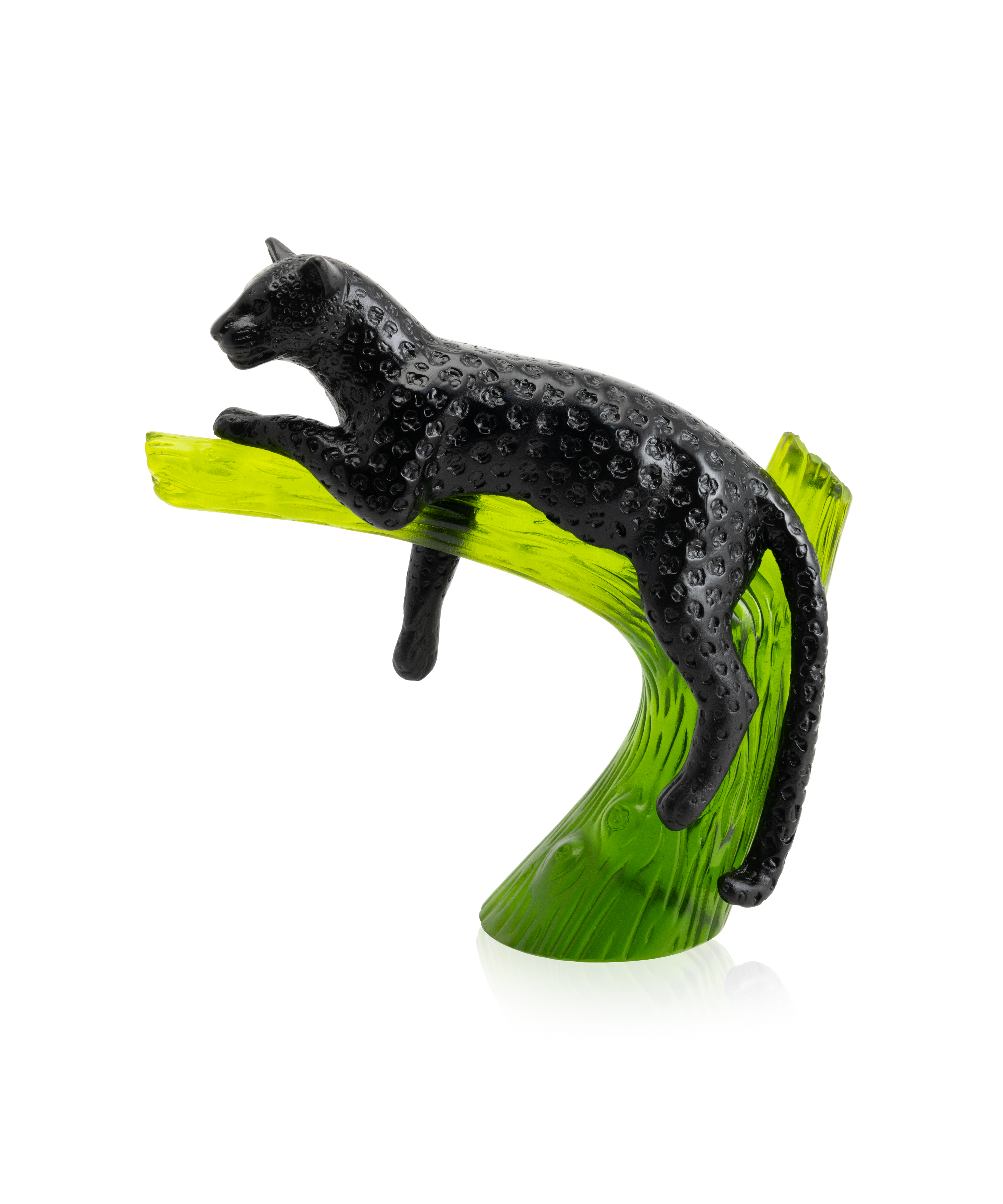 daum-univers-animalier-panth-re-sur-arbre-sculpture-noire image 1