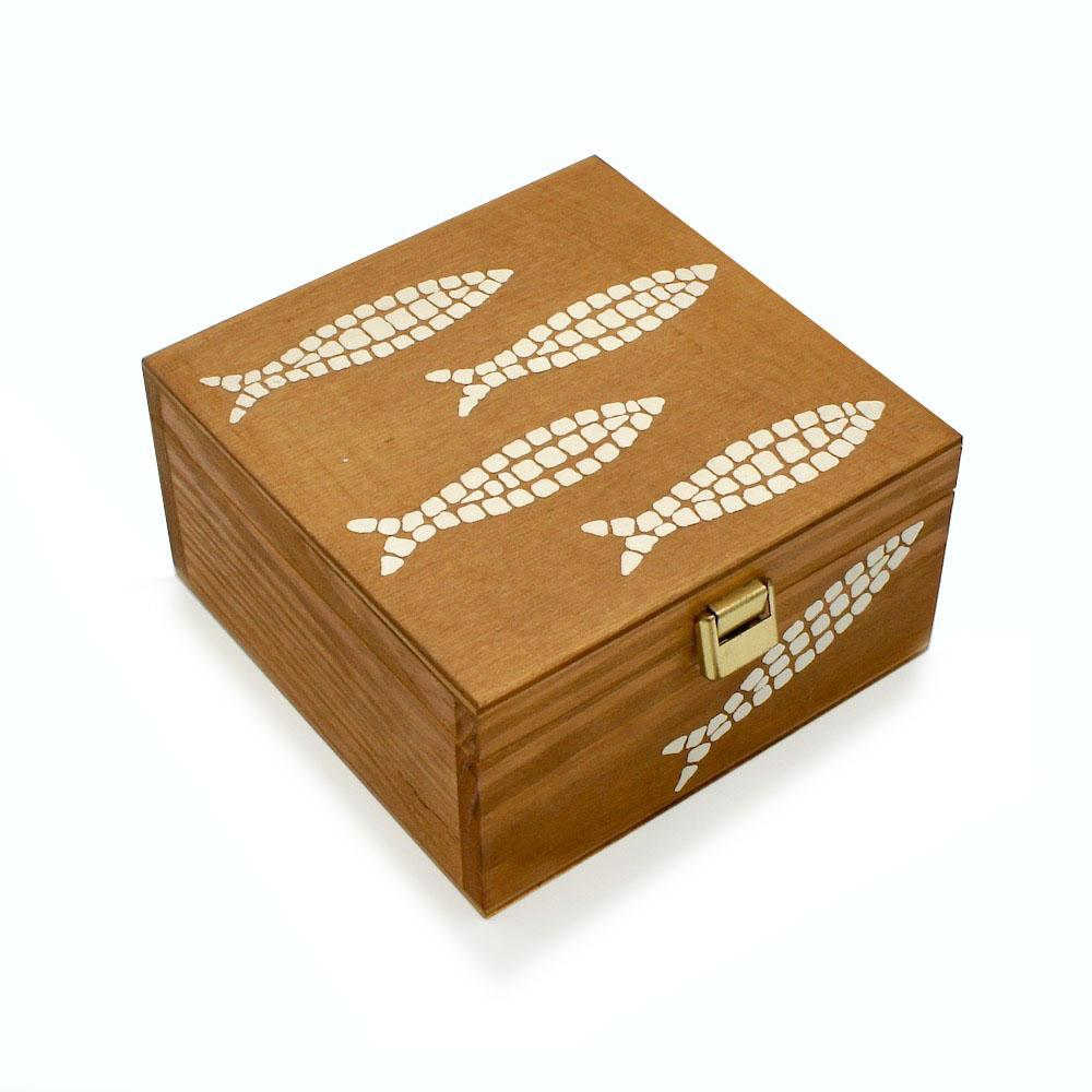 luisa-paix-o-sardinha-coffret-bois-brut-peint-main-15-cm image 2