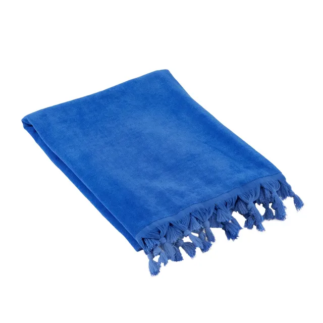 baroni-home-outdoor-serviette-plage-coton-bleu-royal-90x160-cm image 1