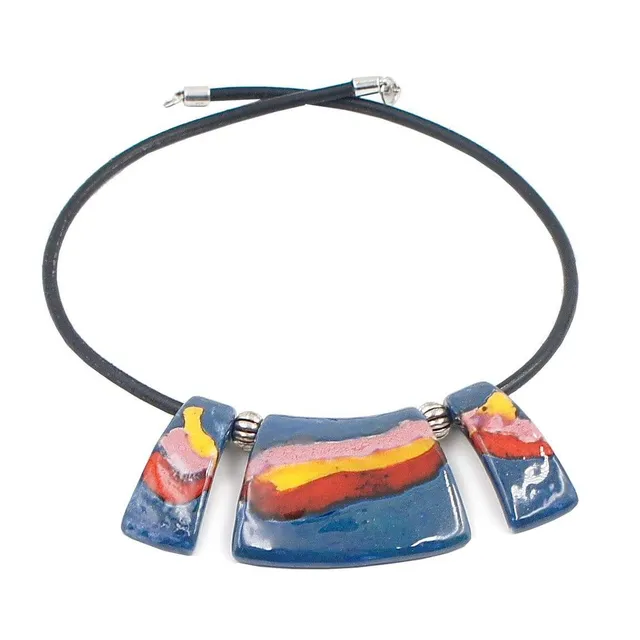 luisa-paix-o-collier-sol-mar-c-ramique-sur-cuir-45cm-fait-main image 1