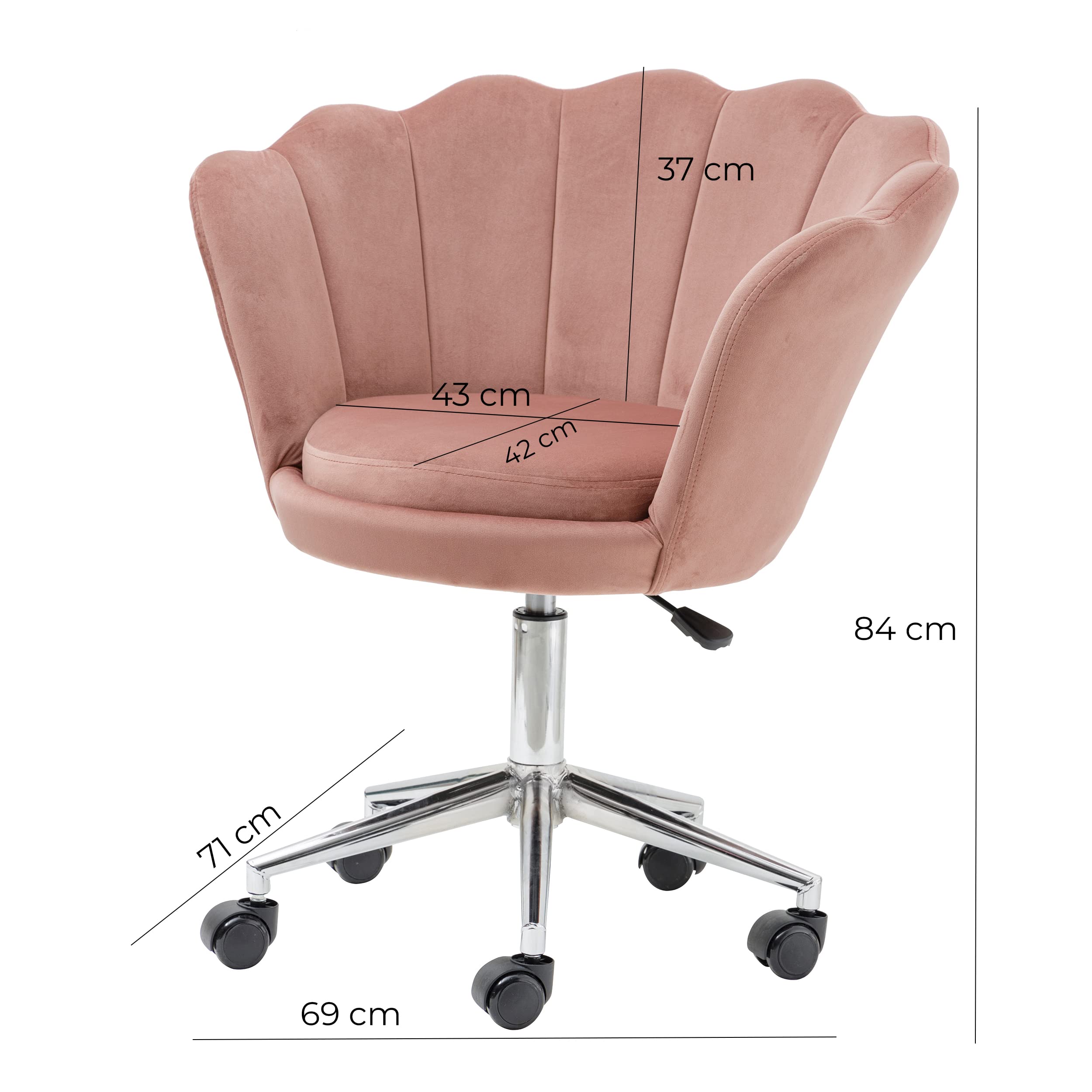 baroni-home-sedie-fauteuil-de-bureau-velours-rose-poudr-pivotant image 3
