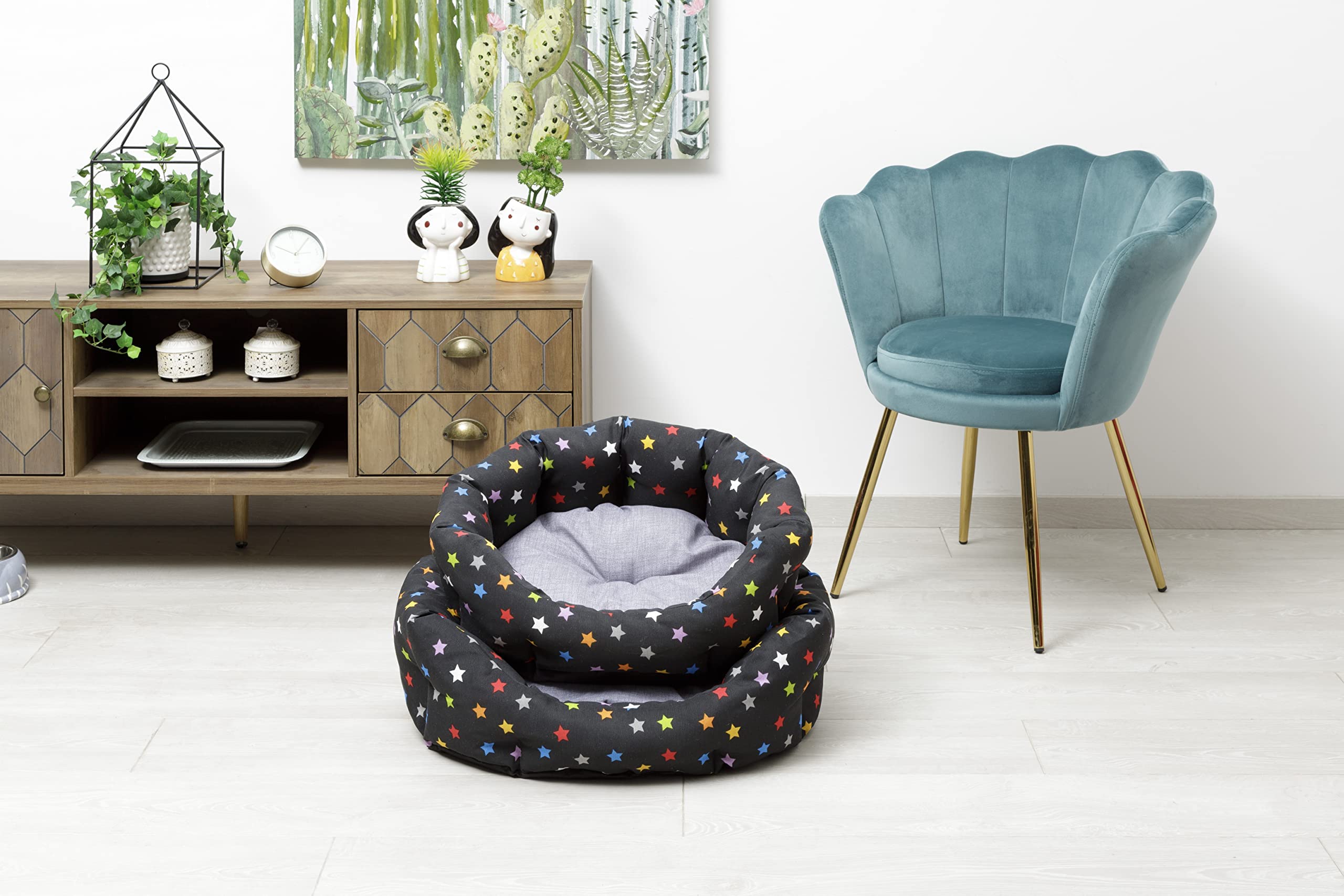 baroni-home-pet-panier-ovale-toiles-color-es-m-45x55cm-coton image 6