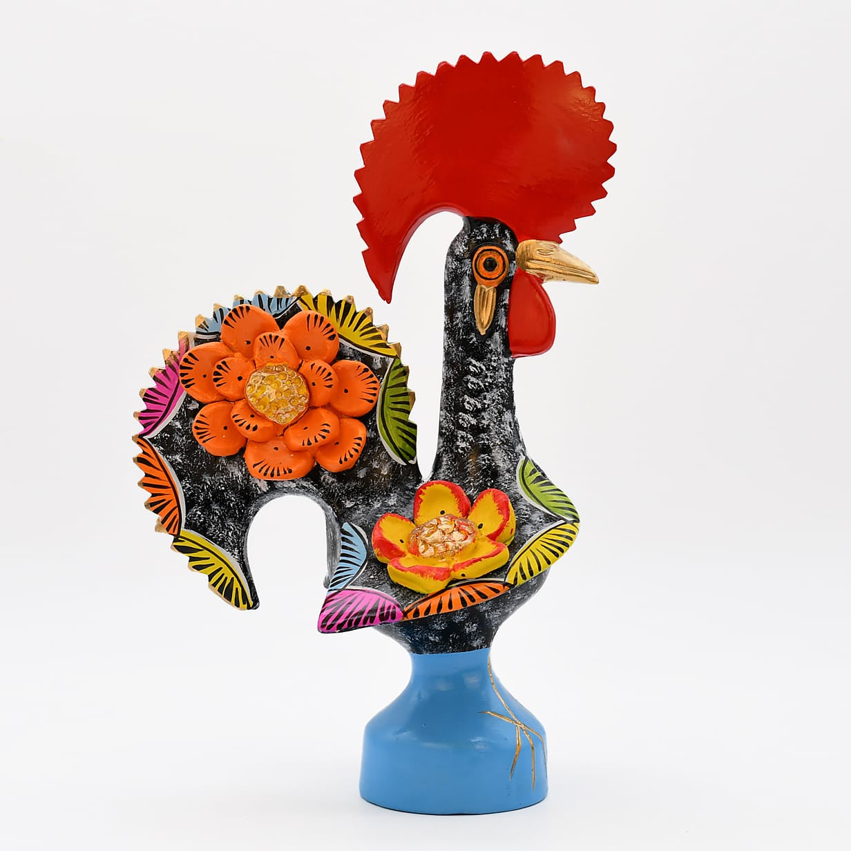 luisa-paix-o-coq-de-barcelos-25cm-noir-figurine-c-ramique-unique image 7