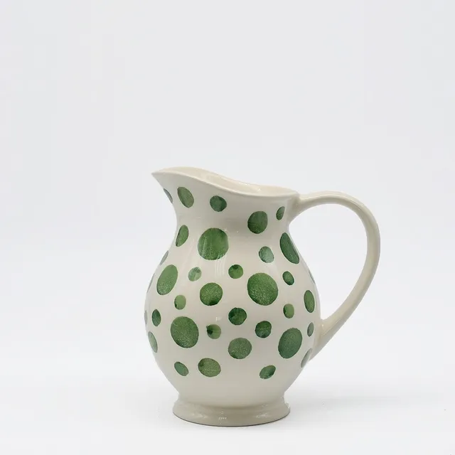 luisa-paix-o-vaisselle-portugaise-pichet-pois-c-ramique-vert-18cm image 1