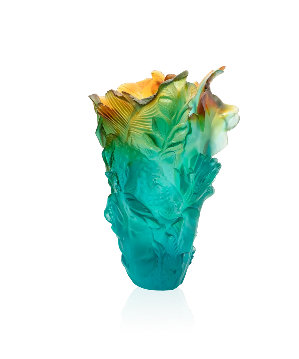 daum-voyage-tropical-vase-grand-mod-le-cristal-d-cor-floral image 1