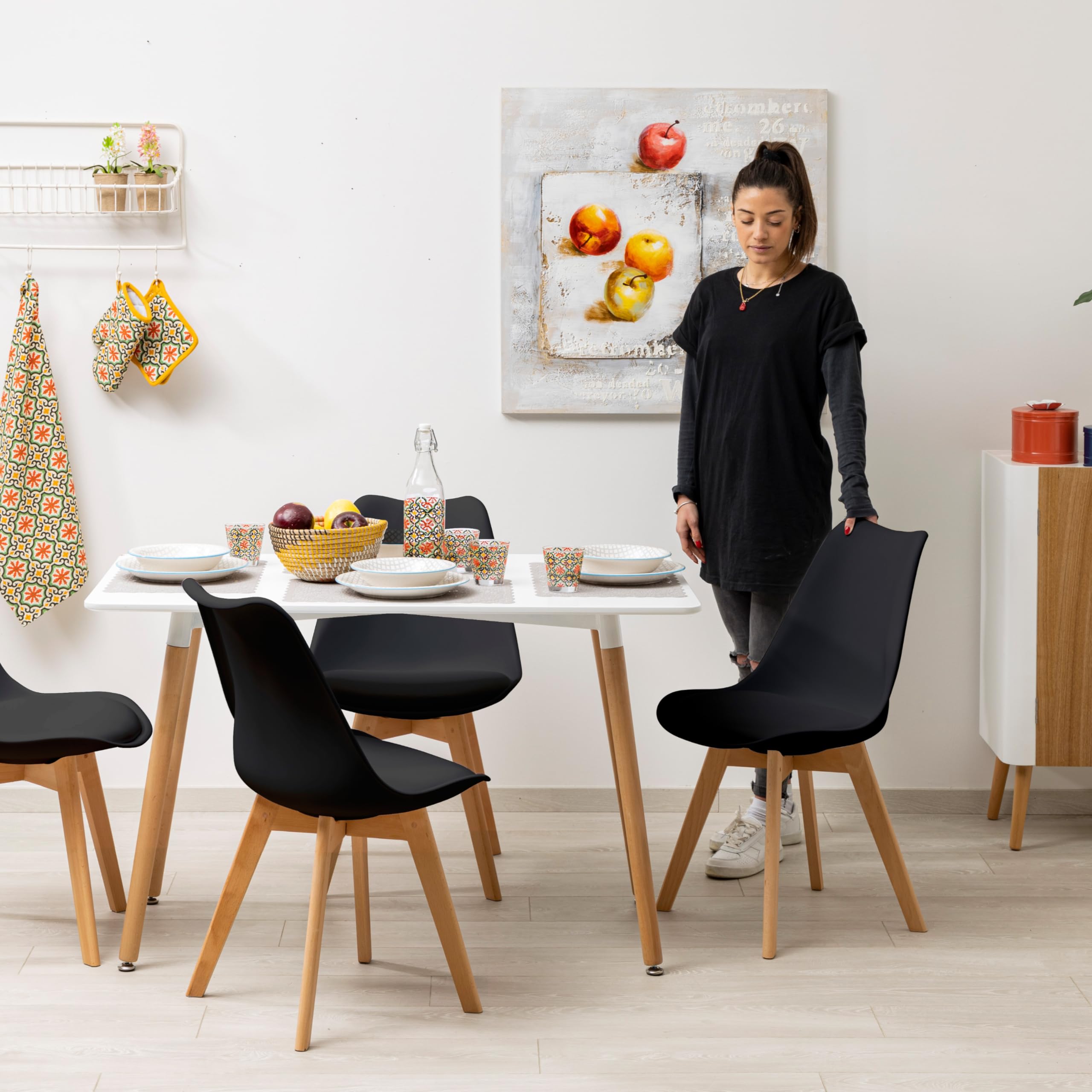 baroni-home-sedie-chaise-salle-manger-noire-pieds-bois-57-cm image 2