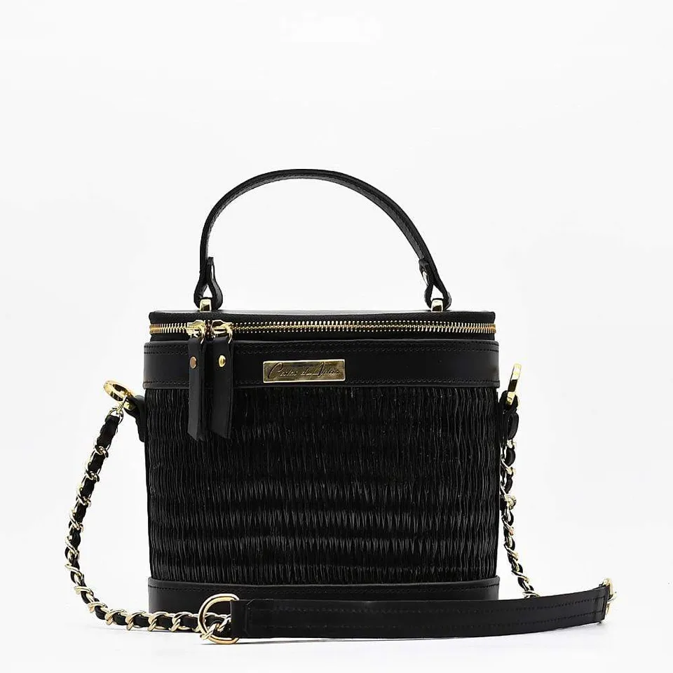 luisa-paix-o-sac-jonc-cuir-noir-22-cm image 1