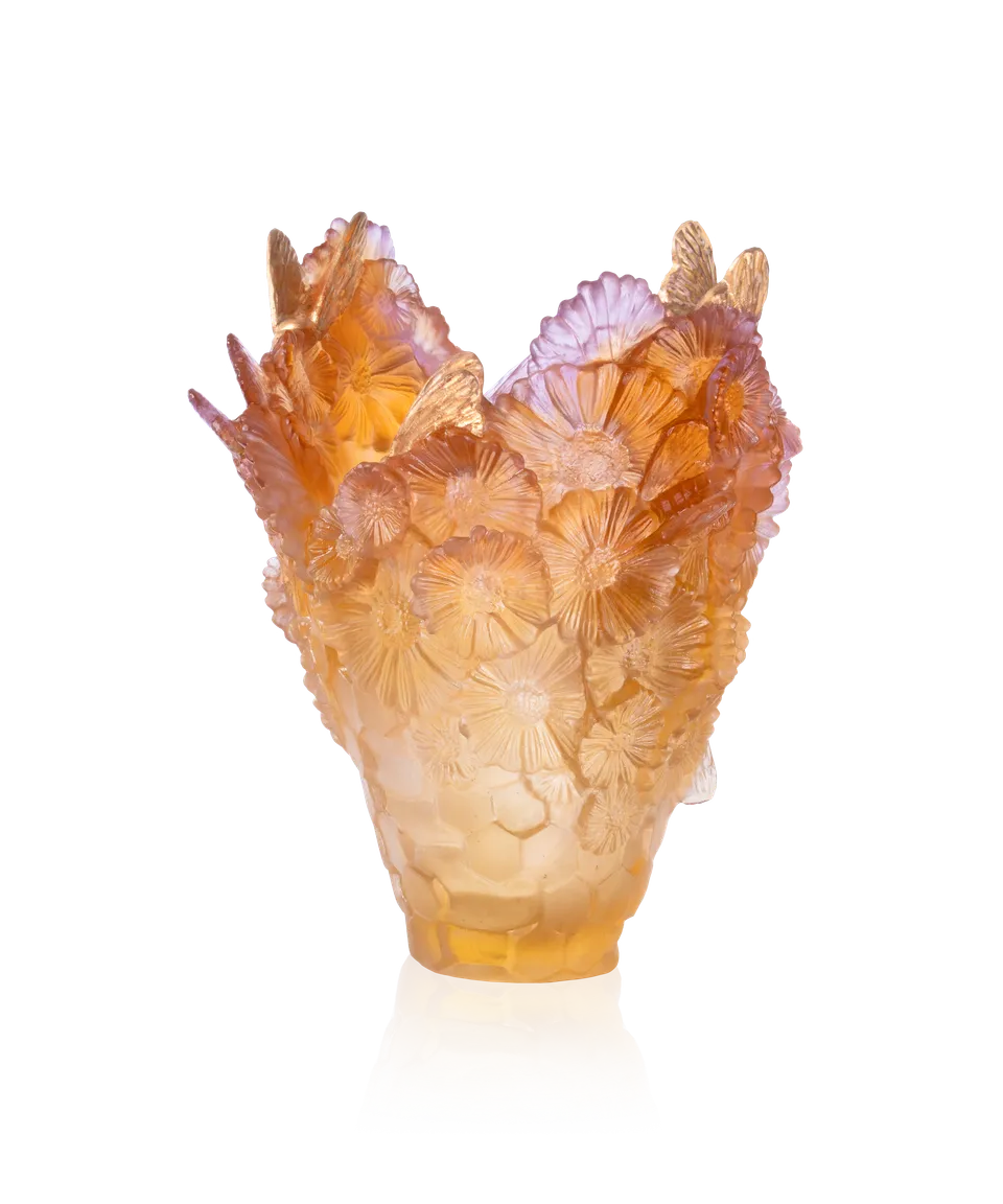daum-or-d-abeille-vase-grand-mod-le-feuille-d-or-125ex image 1