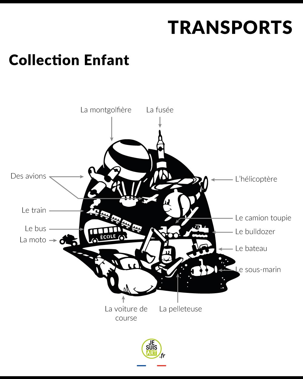 je-suis-art-enfants-transports-d-coration-murale-m-tal-enfant image 4