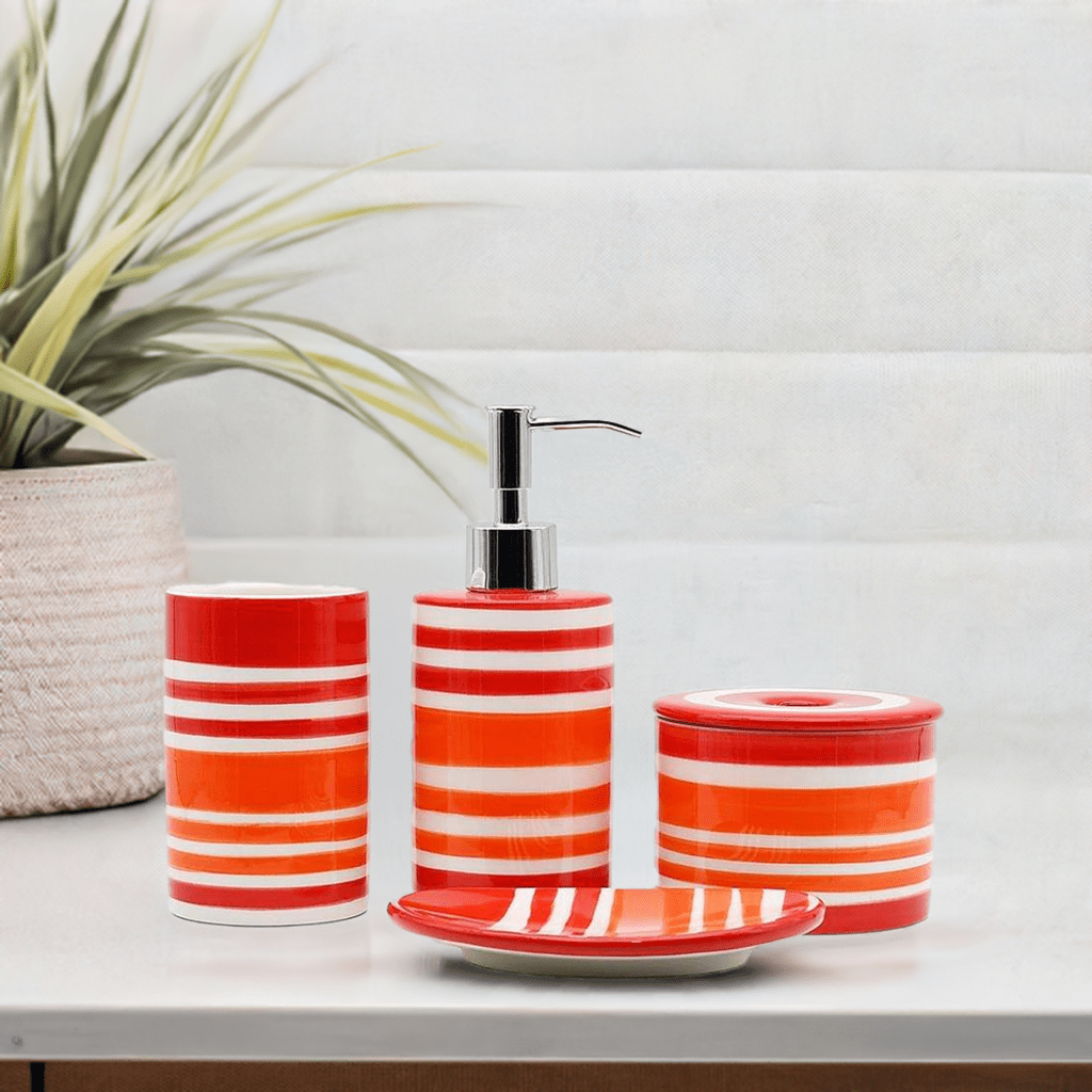 luisa-paix-o-ensemble-salle-de-bain-c-ramique-rouge-4-pcs image 2