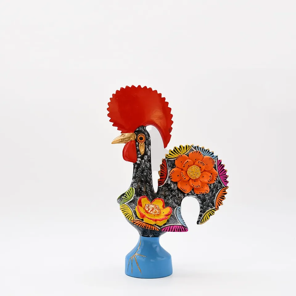 luisa-paix-o-coq-de-barcelos-25cm-noir-figurine-c-ramique-unique image 1