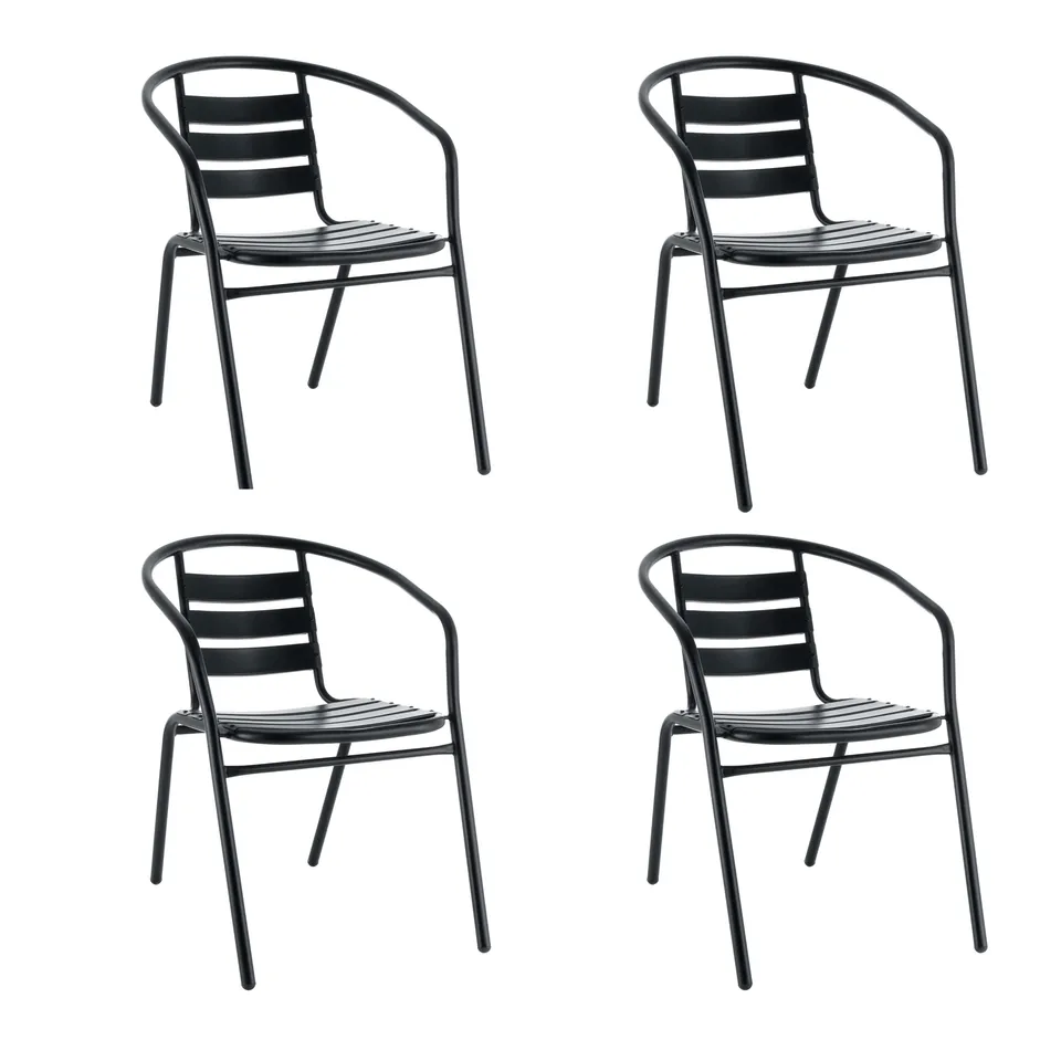 baroni-home-outdoor-lot-4-chaises-jardin-m-tal-noir-empilable image 1