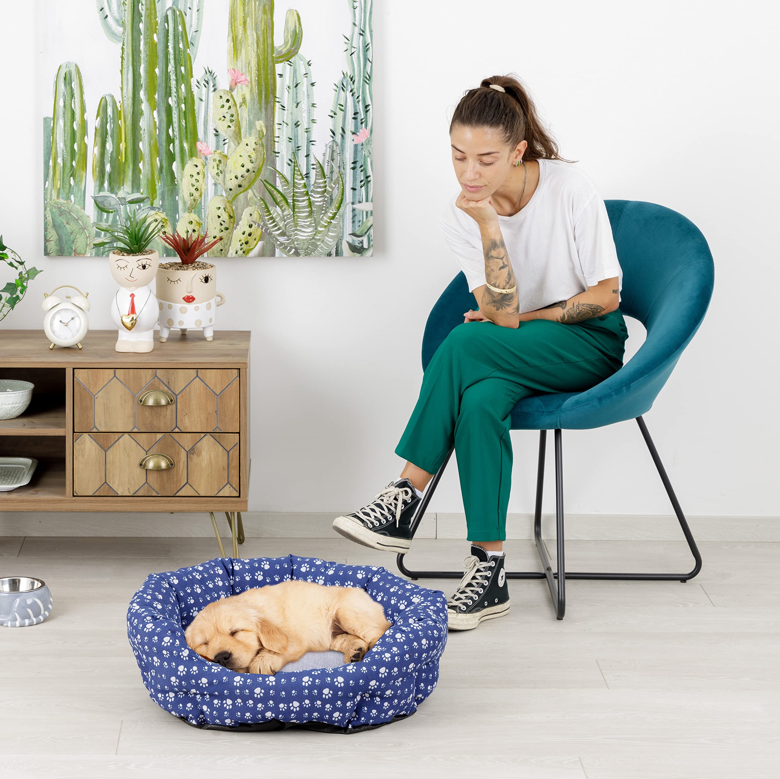 baroni-home-pet-panier-chien-chat-gris-pattes-50x65-cm-l image 3