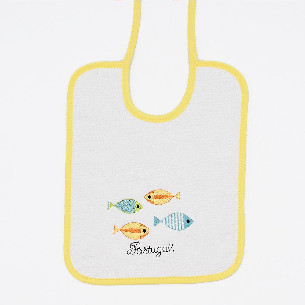 luisa-paix-o-bavoir-b-b-coton-sardines-jaune-26x21cm image 1