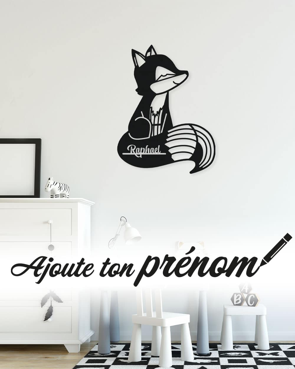 je-suis-art-enfants-renard-d-co-murale-m-tal-one-line image 1