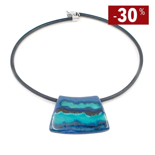 luisa-paix-o-collier-mar-azul-c-ramique-sur-cuir-40cm-fait-main image 1