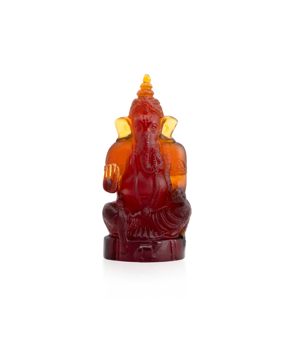 daum-art-cristal-ganesha-statuette-ambre-fonc-cristal image 1