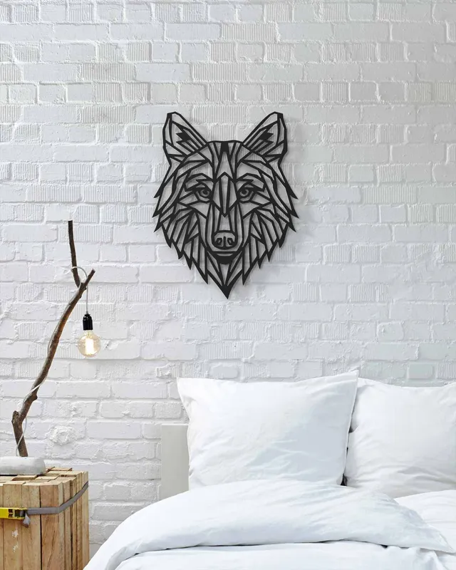 je-suis-art-animaux-loup-one-line-d-co-murale-m-tal-trait image 1