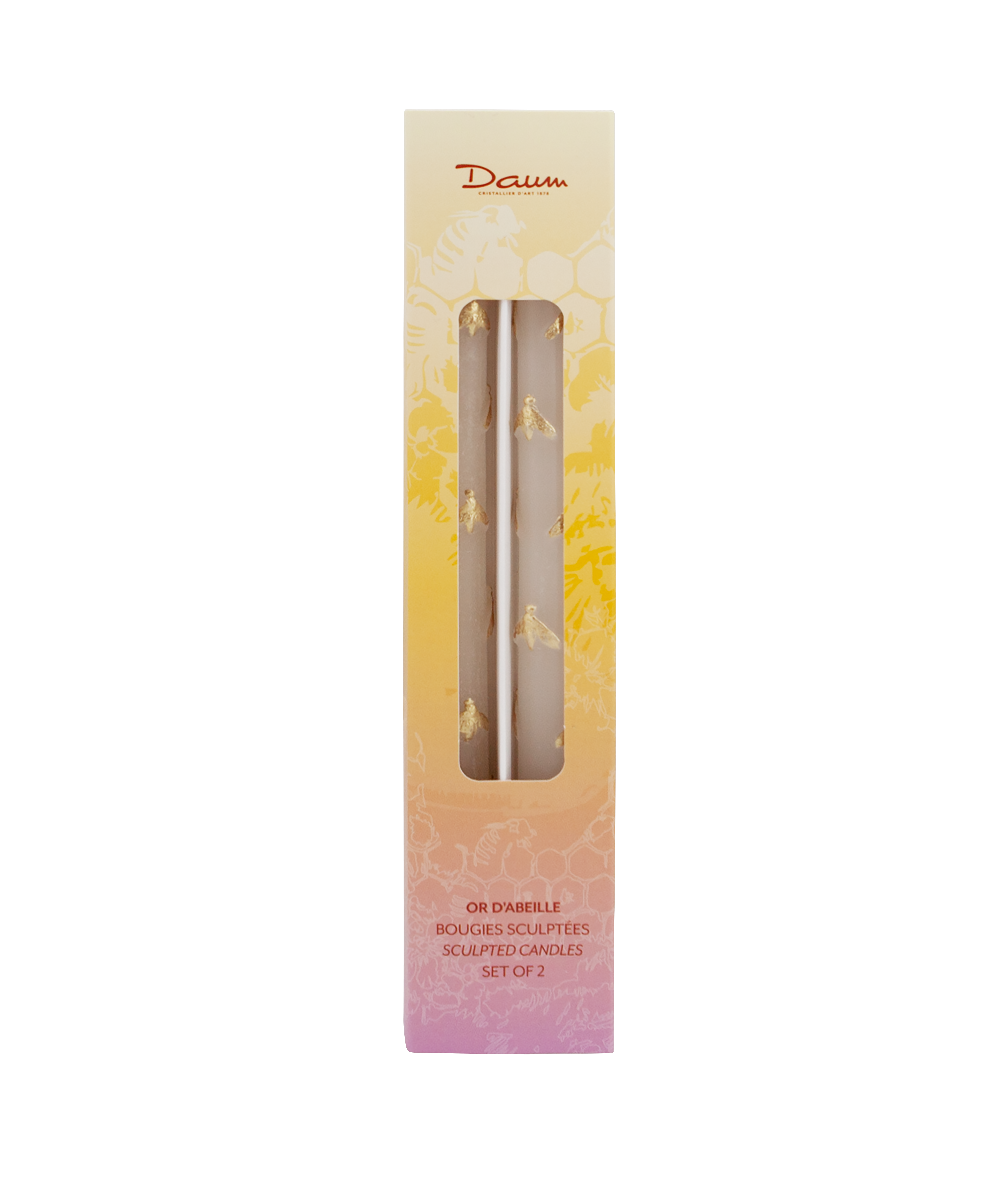 daum-or-d-abeille-coffret-2-chandelles-bougies-cire image 1
