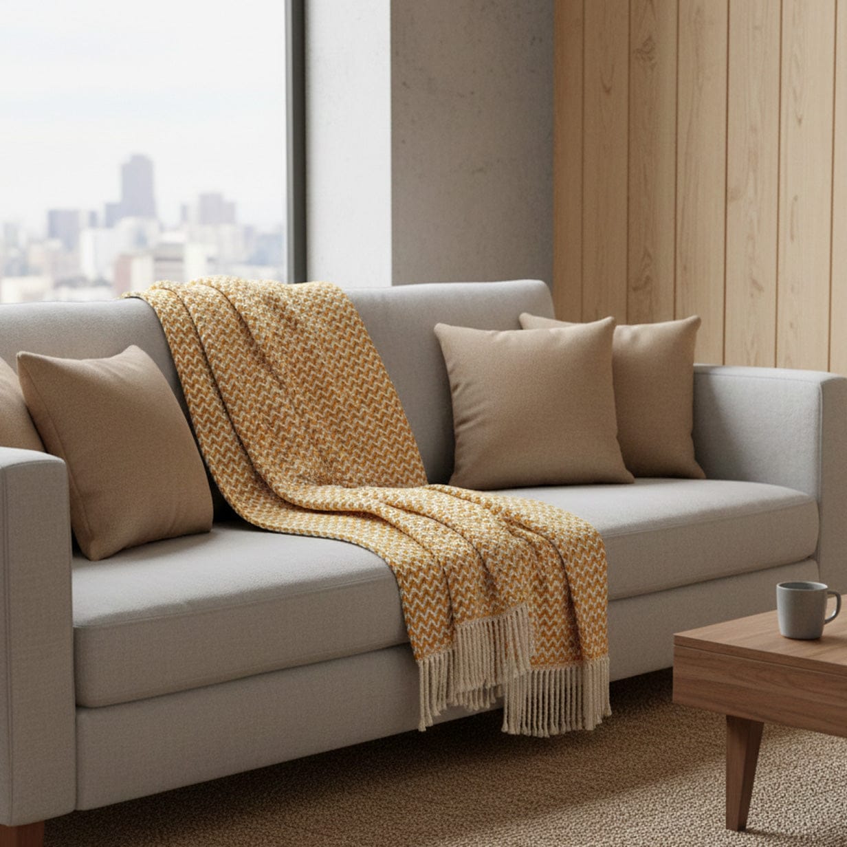 luisa-paix-o-ondas-plaid-coton-ocre-180x130-cm image 2