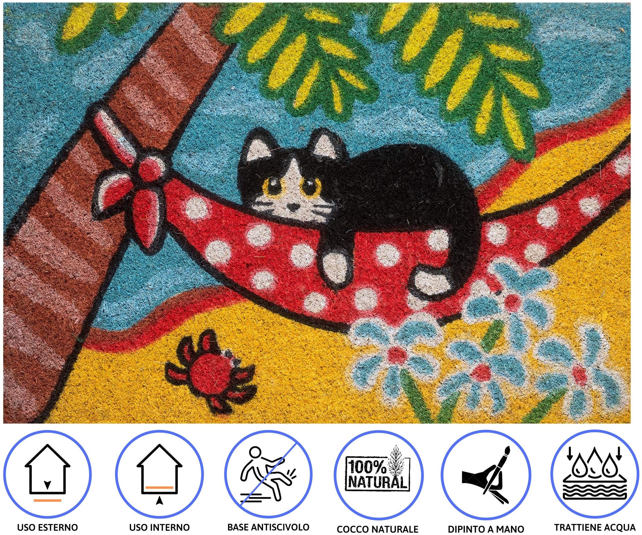baroni-home-paillasson-coco-chat-la-plage-60x40-cm image 5