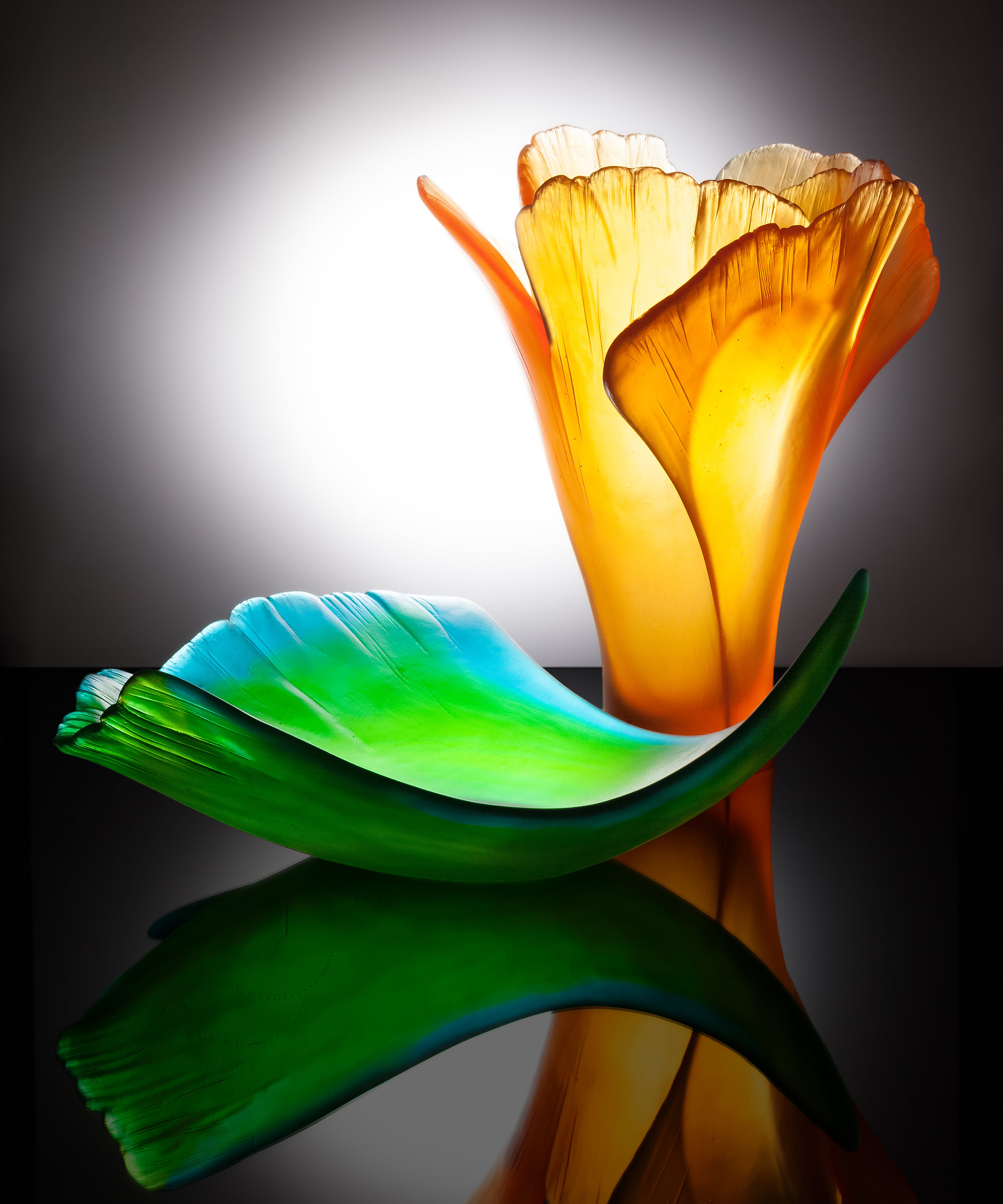 daum-univers-v-g-tal-ginkgo-vase-ambre-grand-mod-le image 2