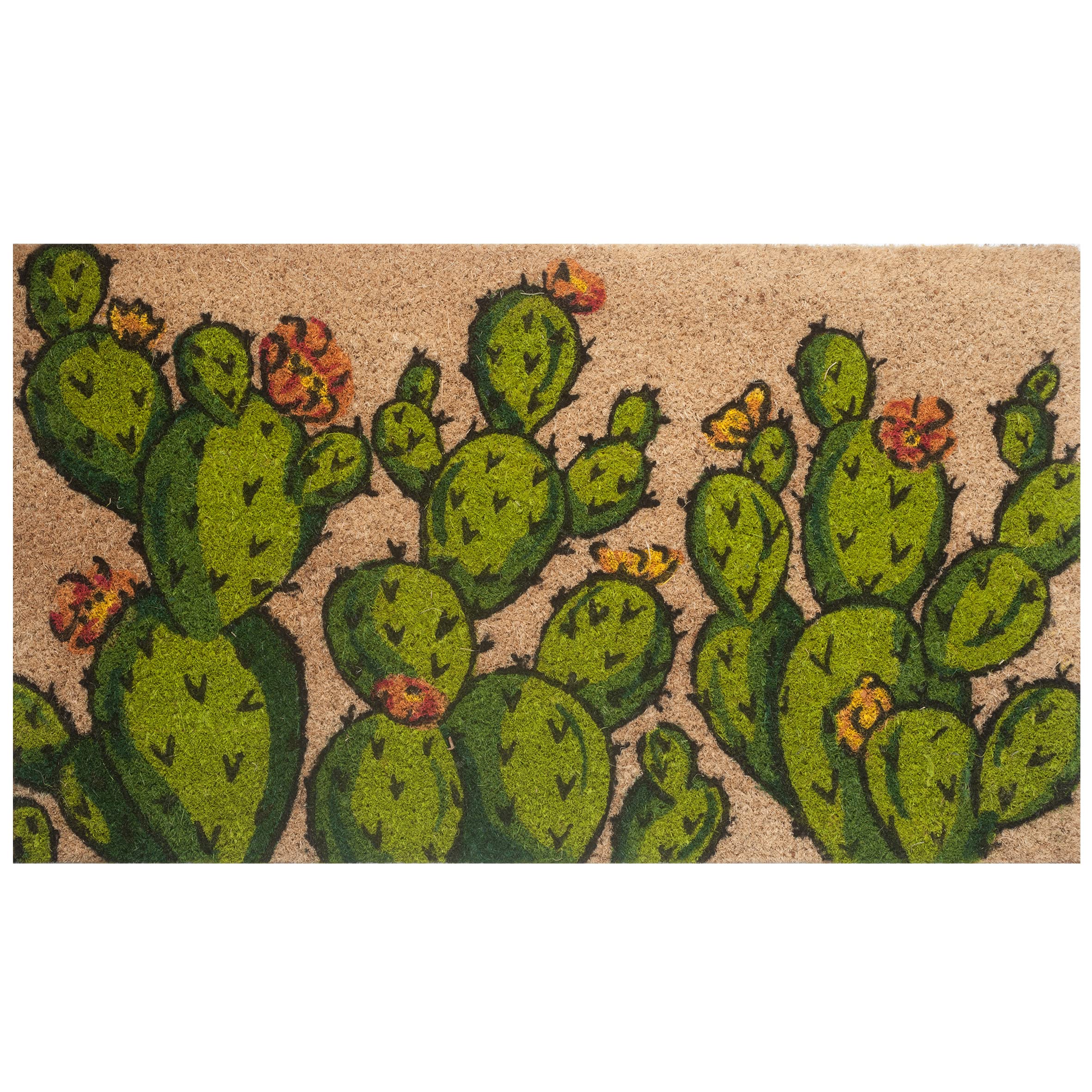 baroni-home-tapis-paillasson-coco-cactus-fleurs-oranges-70x40 image 1