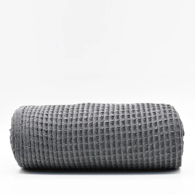 luisa-paix-o-plaid-coton-gaufr-gris-fonc-200x140-cm image 1