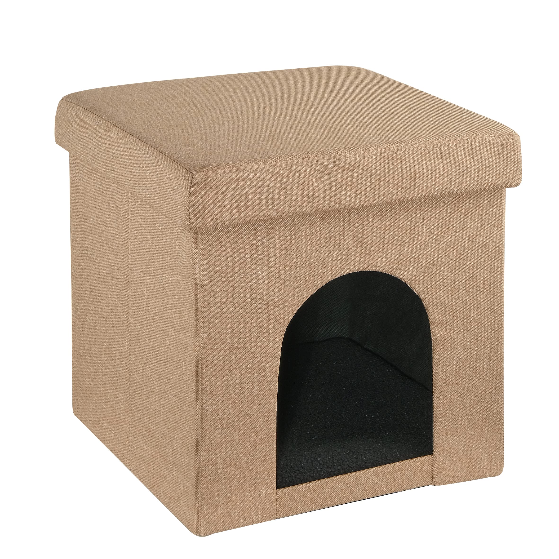baroni-home-pet-panier-chien-chat-taupe-pliable-38x38x38 image 1