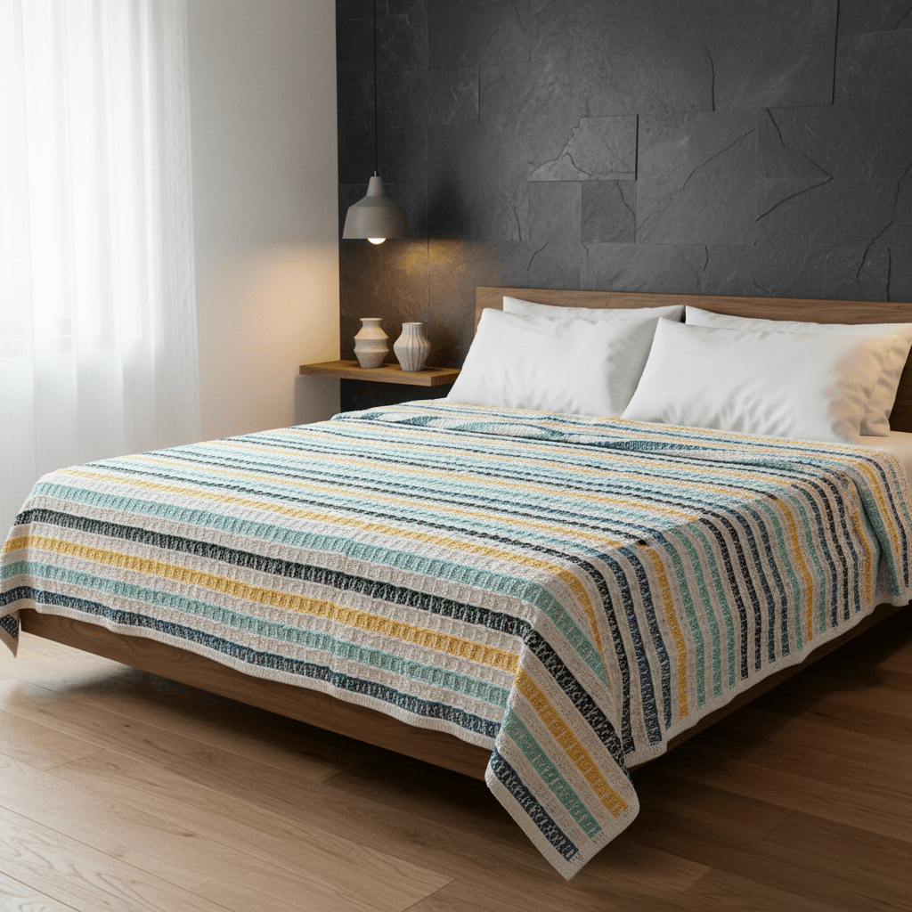 luisa-paix-o-plaid-couvre-lit-coton-turquoise-240x200cm image 2