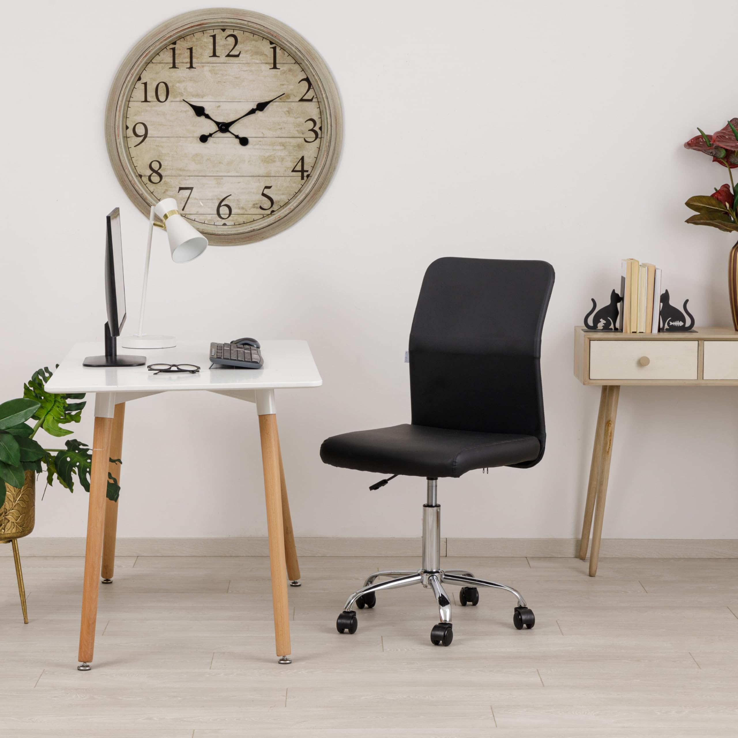 baroni-home-sedie-chaise-bureau-noir-similicuir-r-glable-360 image 2