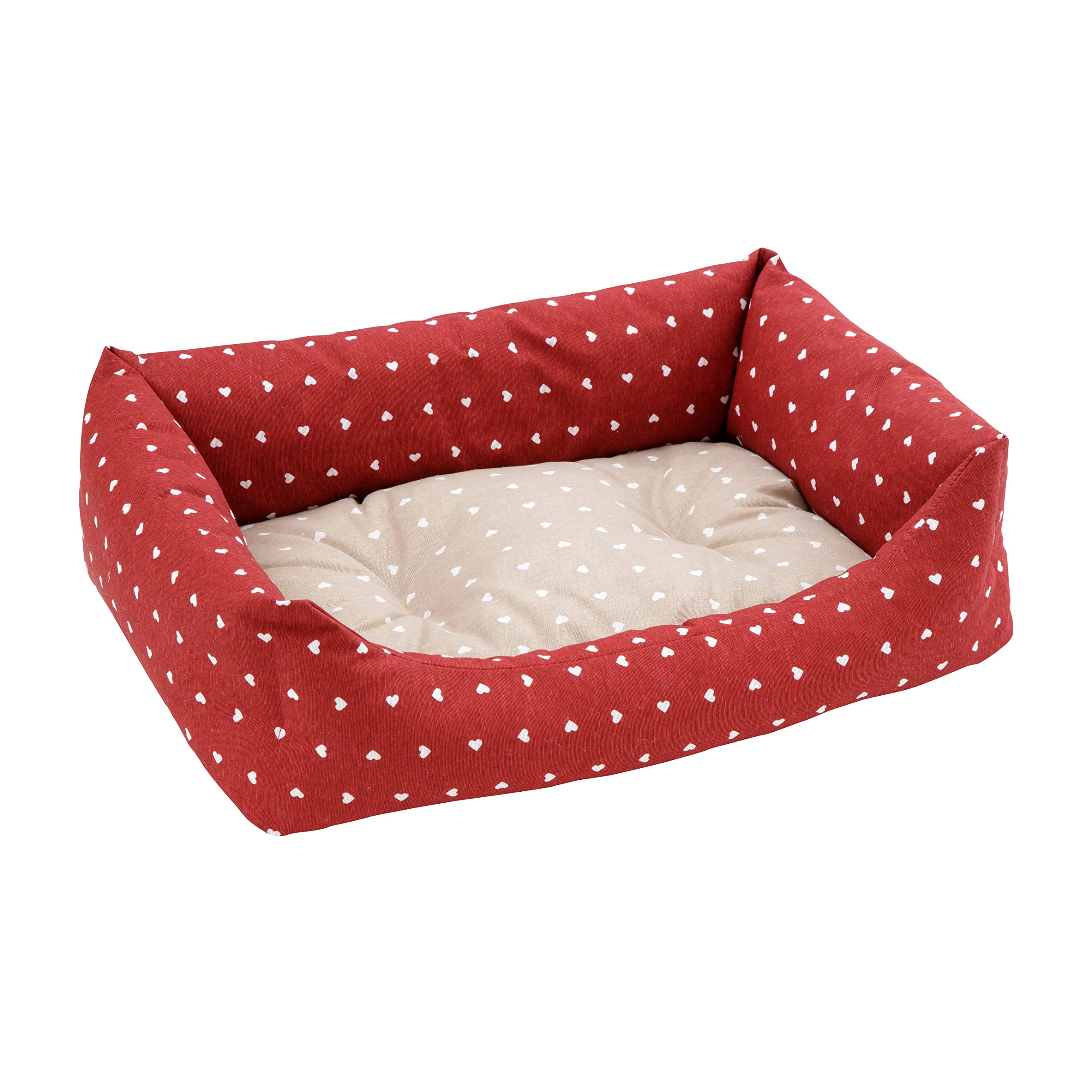 baroni-home-pet-panier-chien-rouge-c-urs-blancs-70x85-cm image 1