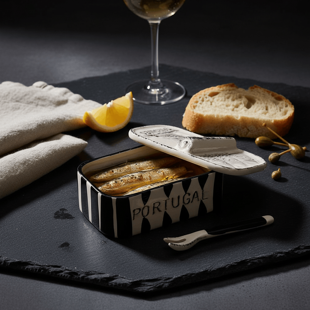 luisa-paix-o-vaisselle-portugaise-bo-te-sardines-c-ramique-noir image 2
