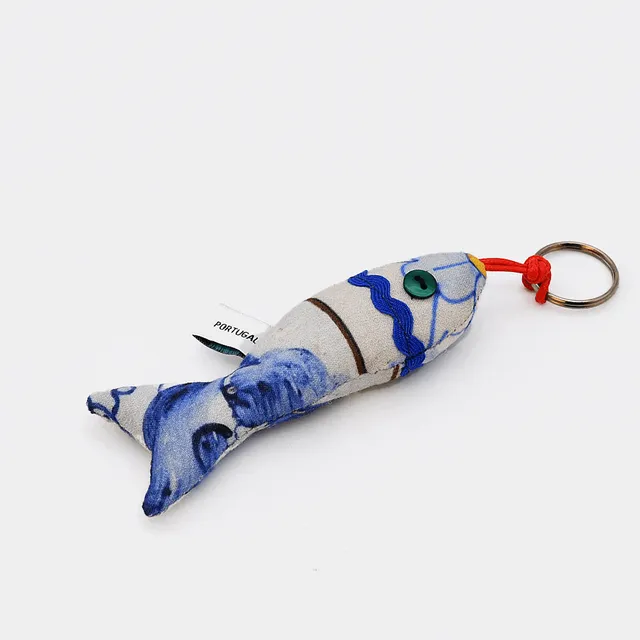 luisa-paix-o-sardine-porte-cl-s-tissu-azulejos-bleu-12cm image 1