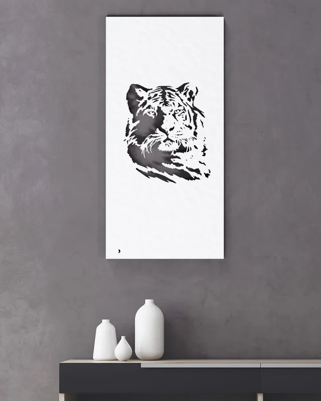 je-suis-art-tableaux-tigre-tableau-m-tal-blanc-d-coup image 1