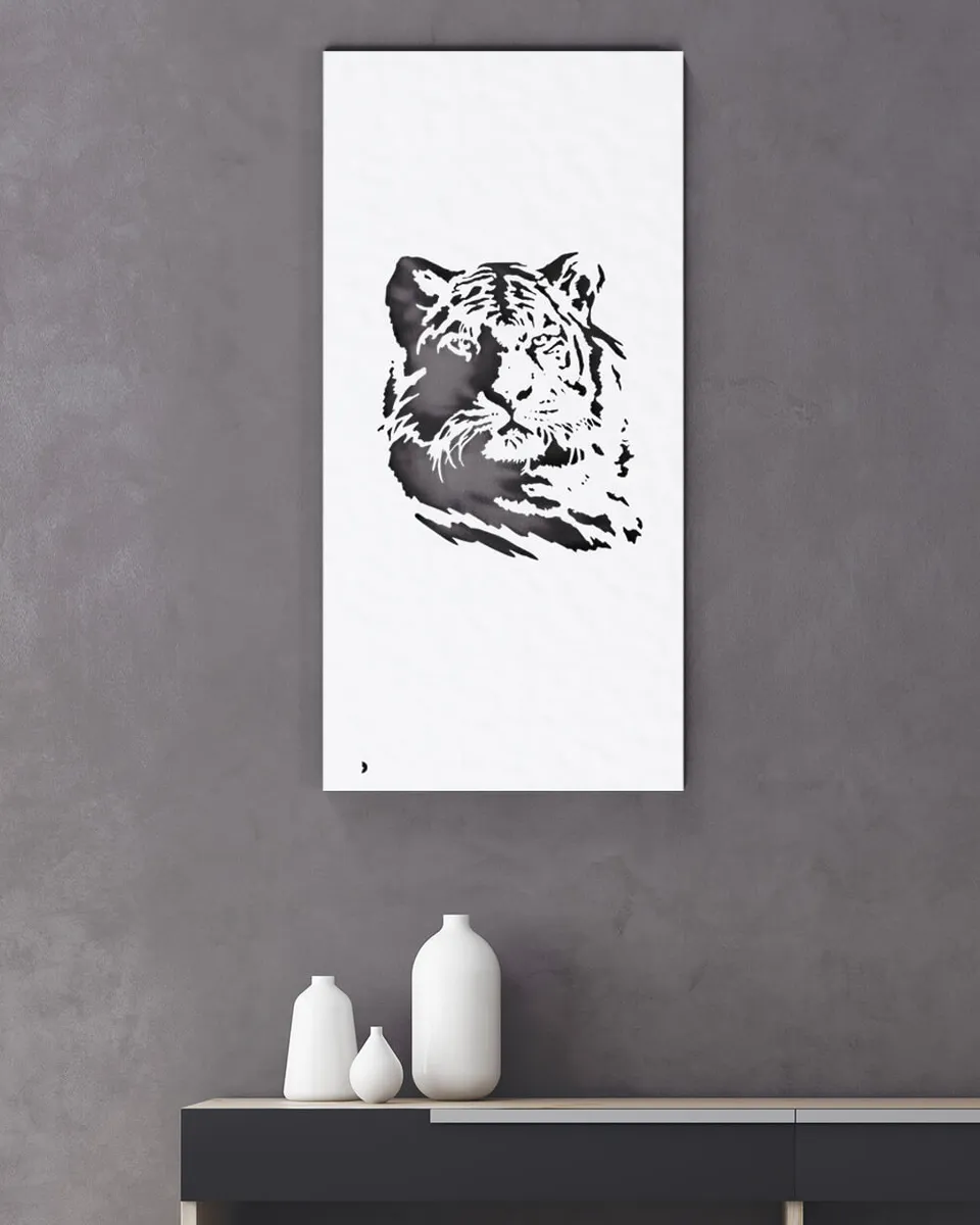 je-suis-art-tableaux-tigre-tableau-m-tal-blanc-d-coup image 1