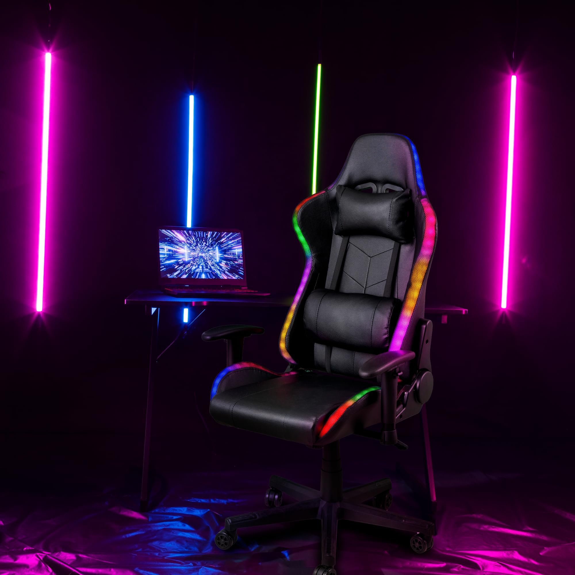 baroni-home-sedie-chaise-gaming-noir-led-dossier-180 image 2
