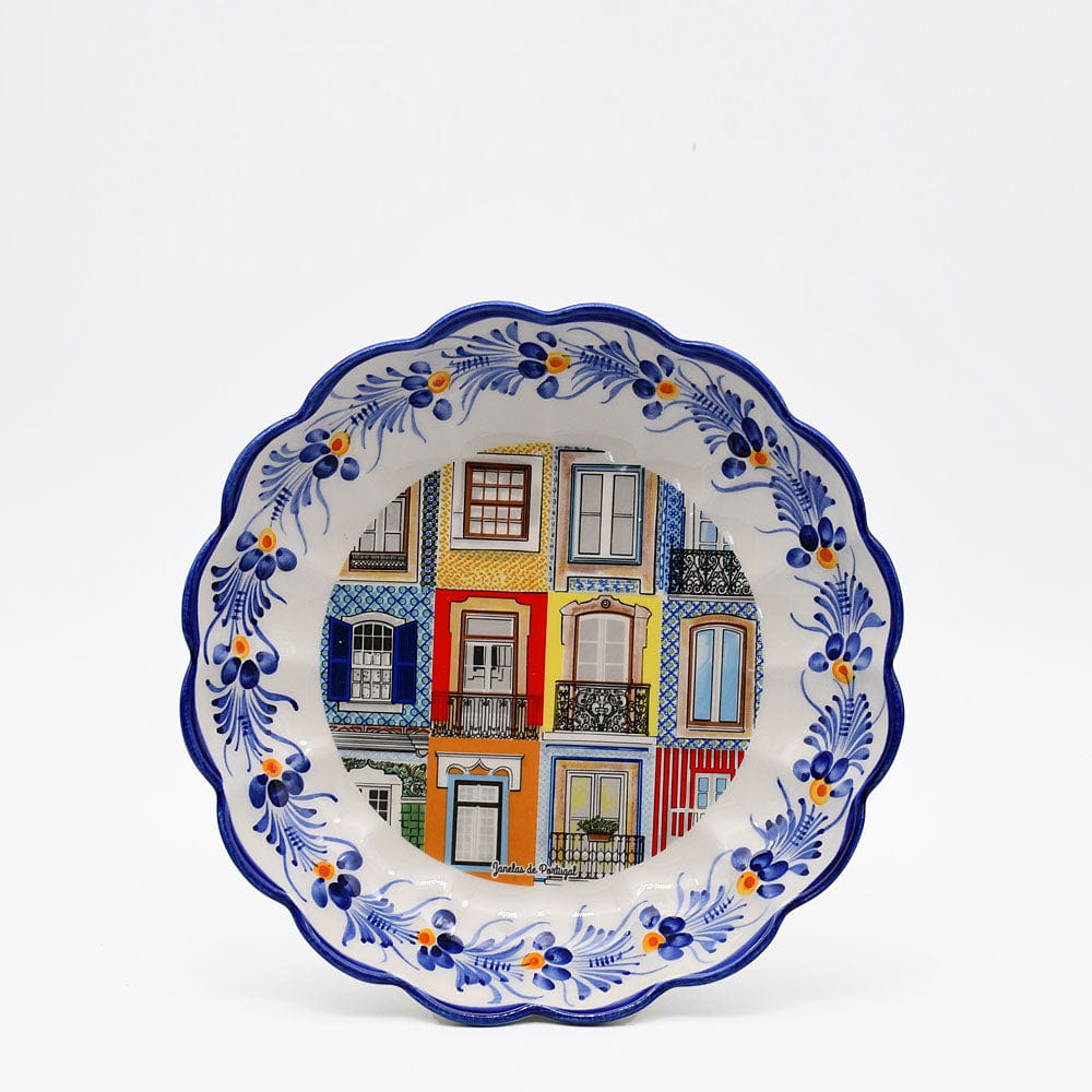 luisa-paix-o-janelas-plat-c-ramique-jaune-bleu-24-cm image 1