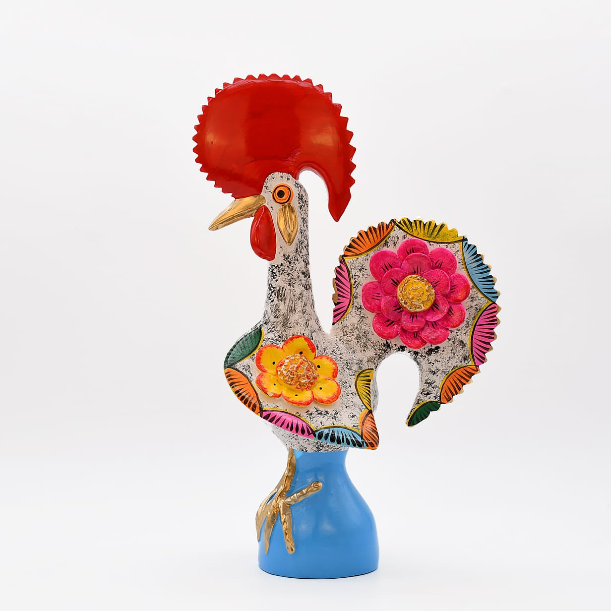 luisa-paix-o-coq-de-barcelos-40cm-blanc-figurine-c-ramique-unique image 2