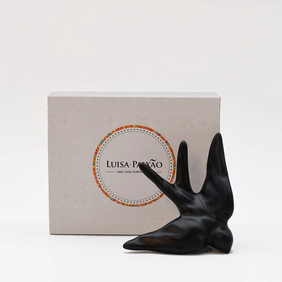 luisa-paix-o-hirondelle-stylis-e-c-ramique-noir-mat-coffret-10-cm image 1