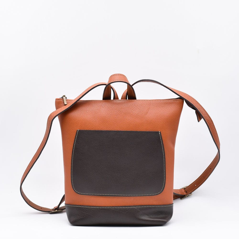 luisa-paix-o-sac-dos-cuir-marron-clair-25x33cm-coton image 1