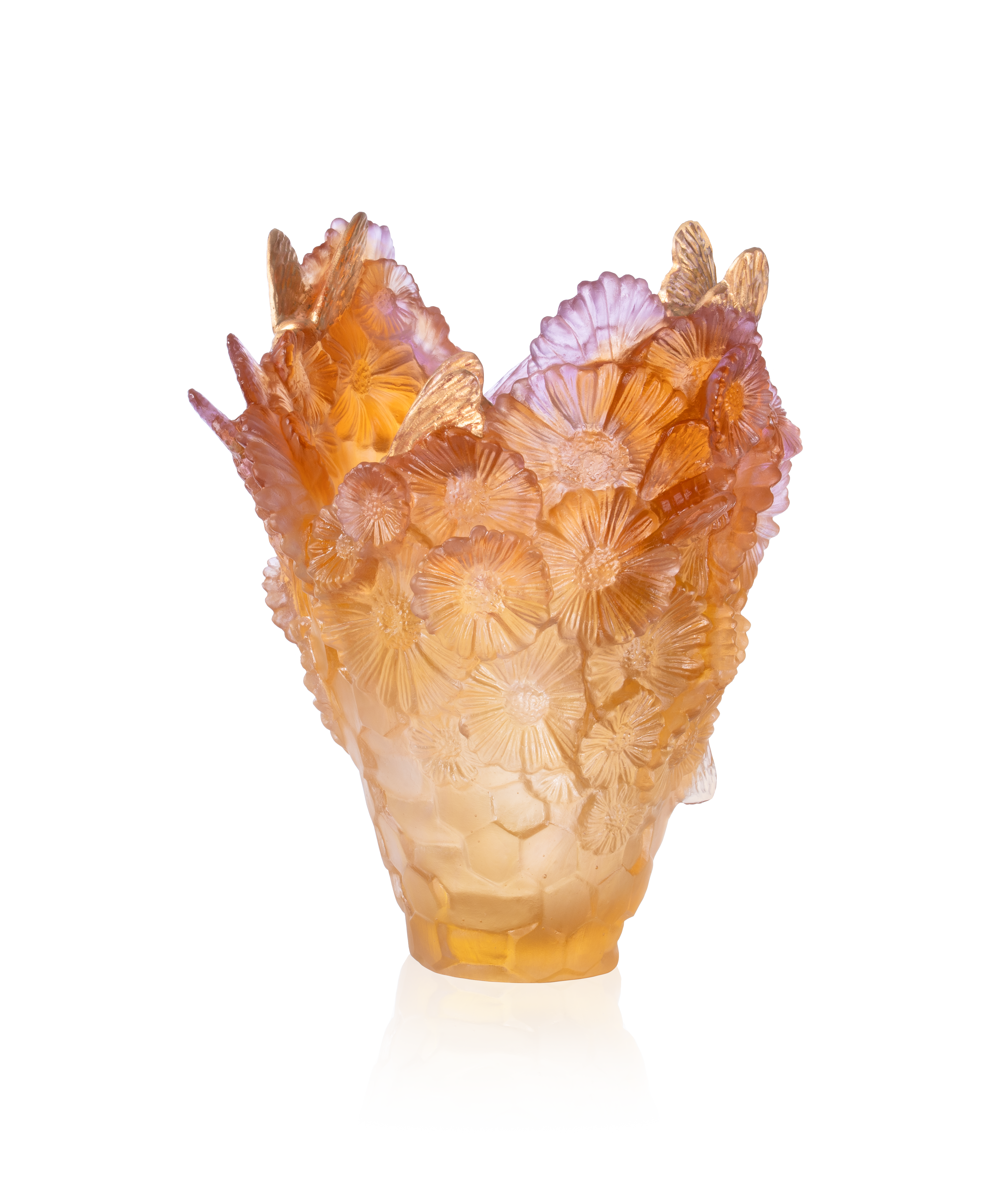 daum-or-d-abeille-vase-grand-mod-le-feuille-d-or-125ex image 1
