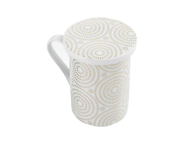 baroni-home-cucina-tasse-tisani-re-c-ramique-blanc-or-filtre image 1