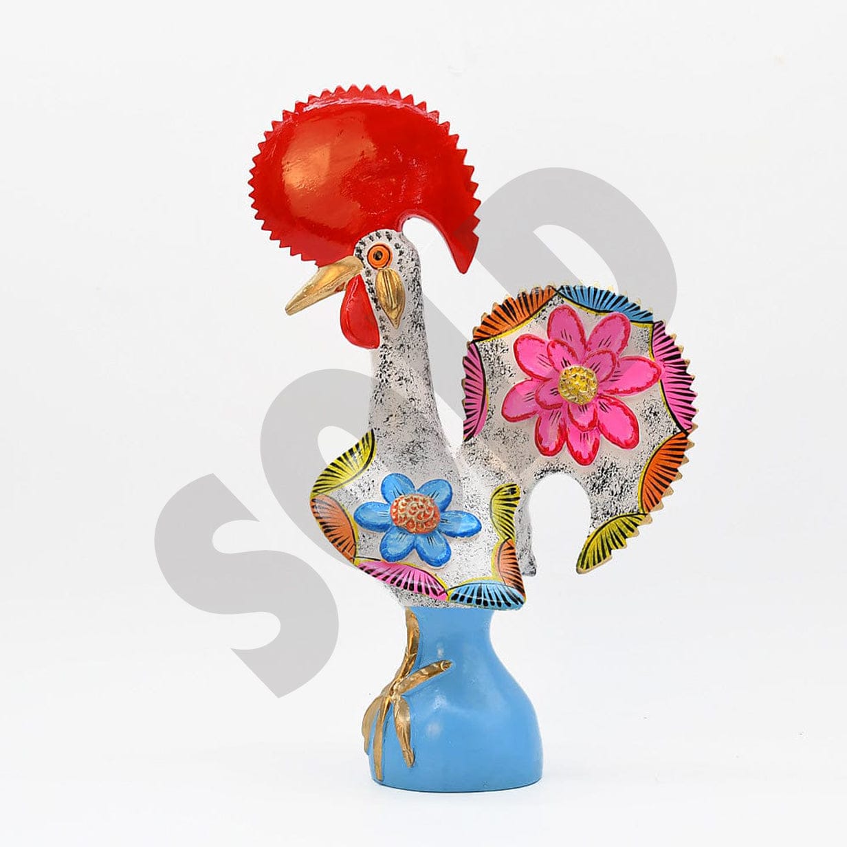 luisa-paix-o-coq-de-barcelos-40cm-blanc-c-ramique-pi-ce-unique image 1