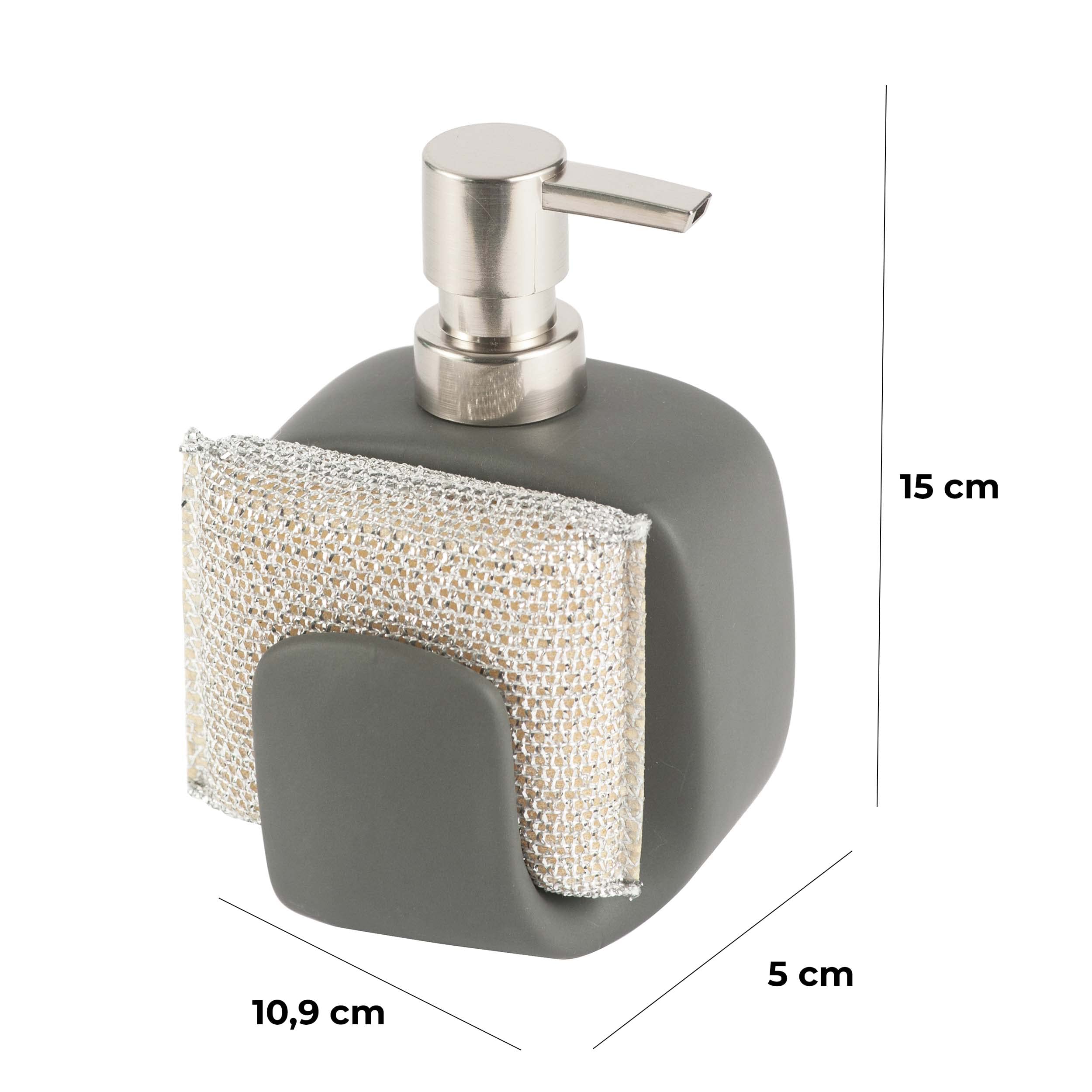 baroni-home-tutto-bagno-distributeur-savon-c-ramique-gris-fonc-porte-ponge image 2