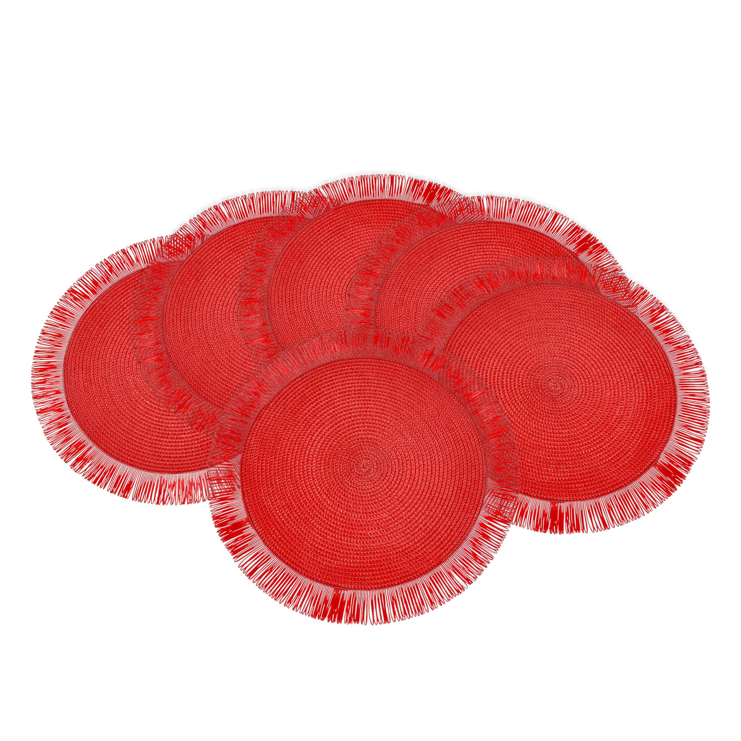 baroni-home-cucina-sets-de-table-ronds-38-cm-rouge-x6 image 1